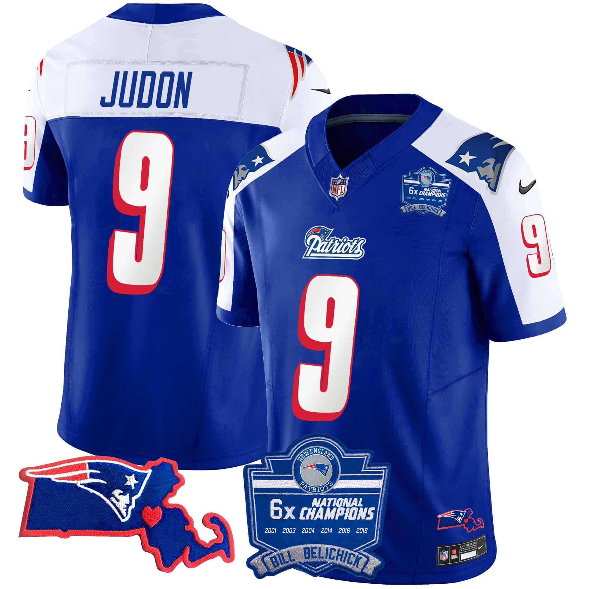 Men New England Patriots #9 Judon Blue 2024 Nike 6x Champions Patch Vapor Limited NFL Jersey->indianapolis colts->NFL Jersey
